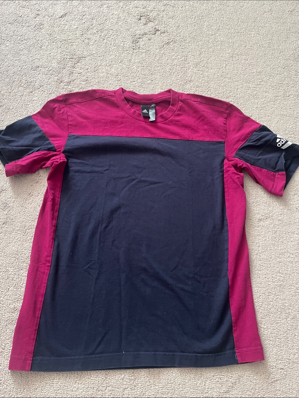 adidas Men’s Colorblock Short Sleeve Tee — Navy & Magenta
